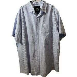 WINSTON (The Winston Box) Blue White Stripe Sleeve 3XLT Button Cotton Button Up